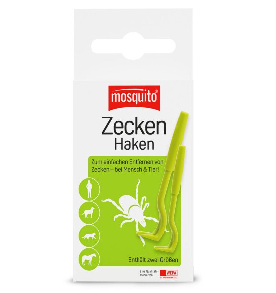 Eine Zeckenhaken von mosquito in Verpackung dargestellt